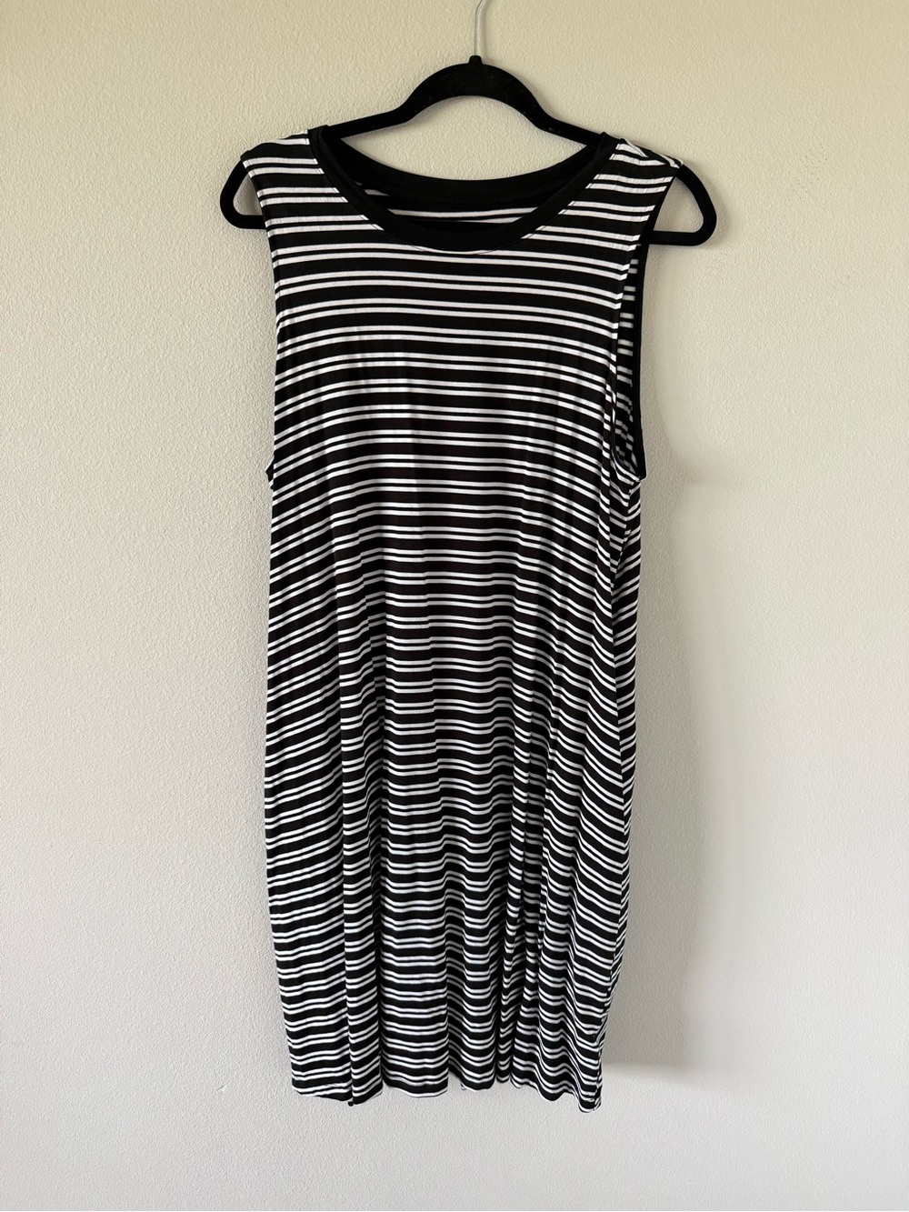 Time and Tru Black & White Striped Midi Tank Dress